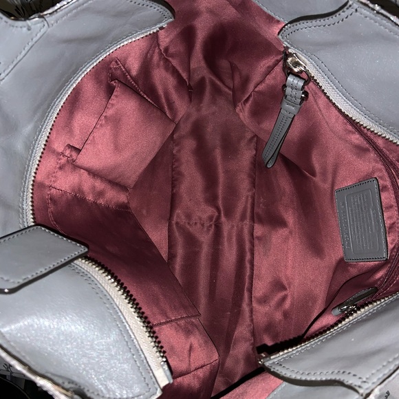 Coach Gray Silver Mia  Sateen Signature Metallic - Picture 3 of 5